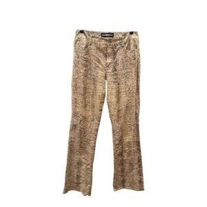 Express Stretch Flare Mid Rise Brown Snake Skin Pants Jeans Size 3/4 Made Italy